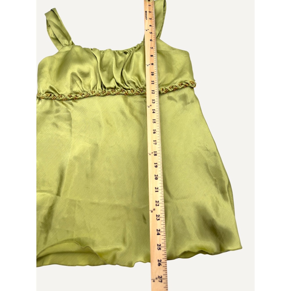 Y2K Babydoll BCX Metallic Satin Chain Detail Camisole Olive Green L Milkmaid - Picture 11 of 13